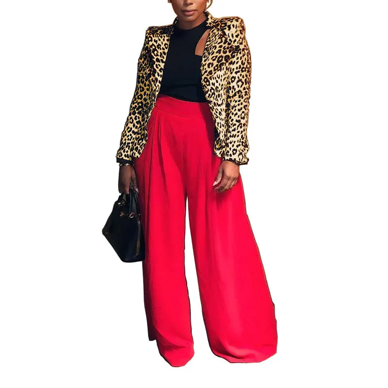 

81022-MX49 fashionable female tops leopard print clothing with tail