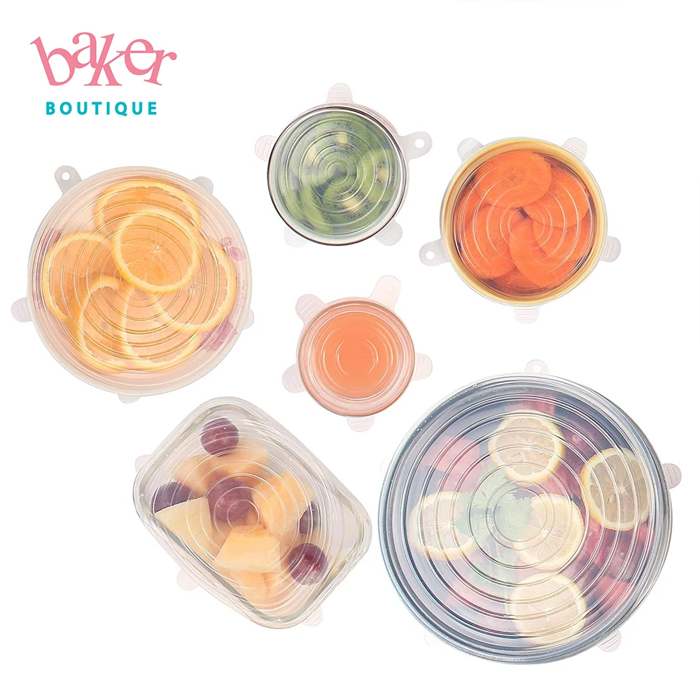 

Amazon Hot Selling 6 Pack Silicone Food Stretchy Cover Lids Set, Customized