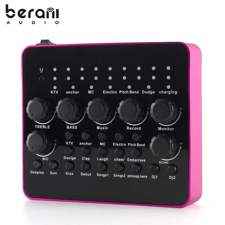 Berani I20 External Sound Card For Recording Studio Sound Card Usb V10