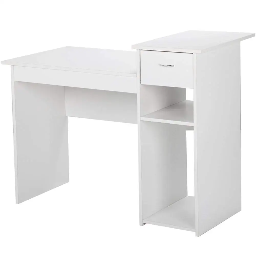 Modern White Computer Desk With Drawers And Printer Shelves Study