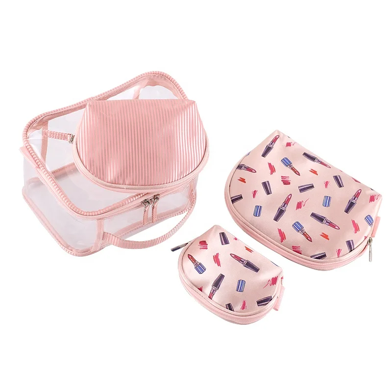 

Tote Bag 3 Pieces Pvc Cosmetic Bag Set Water Resistant Gifts Beauty Makeup Travel Opp Bag Cosmetics Convenience, Picture shows