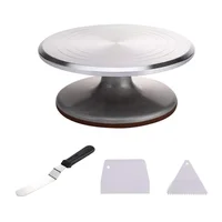 

9" Cake Decorating Turntable Stand with Angled Icing Spatula and Icing Smoothers, Non-Slip Base & Smooth Rotation