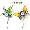 Metal with stained glass decorative garden temperature and hygrometer stakes