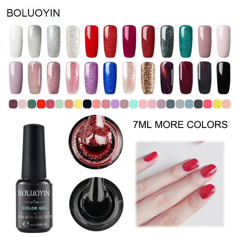 

BOLUOYIN Nails Rainbow Gel Polish Varnish 7ML UV Hybrid Gel Primer Nail Art Manicure Long-Lasting Soak Off Neon Gel Nail Polish