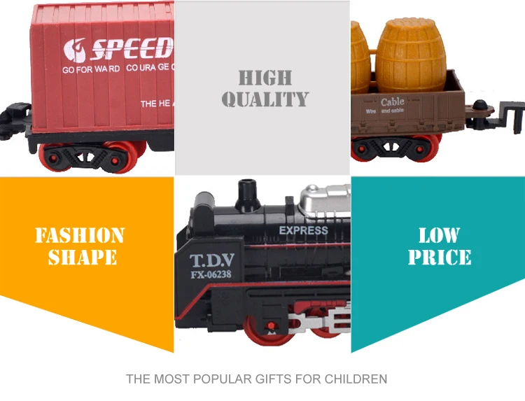 Children Classic Electric Track Freight Slide Rail Toy Car With Traffic