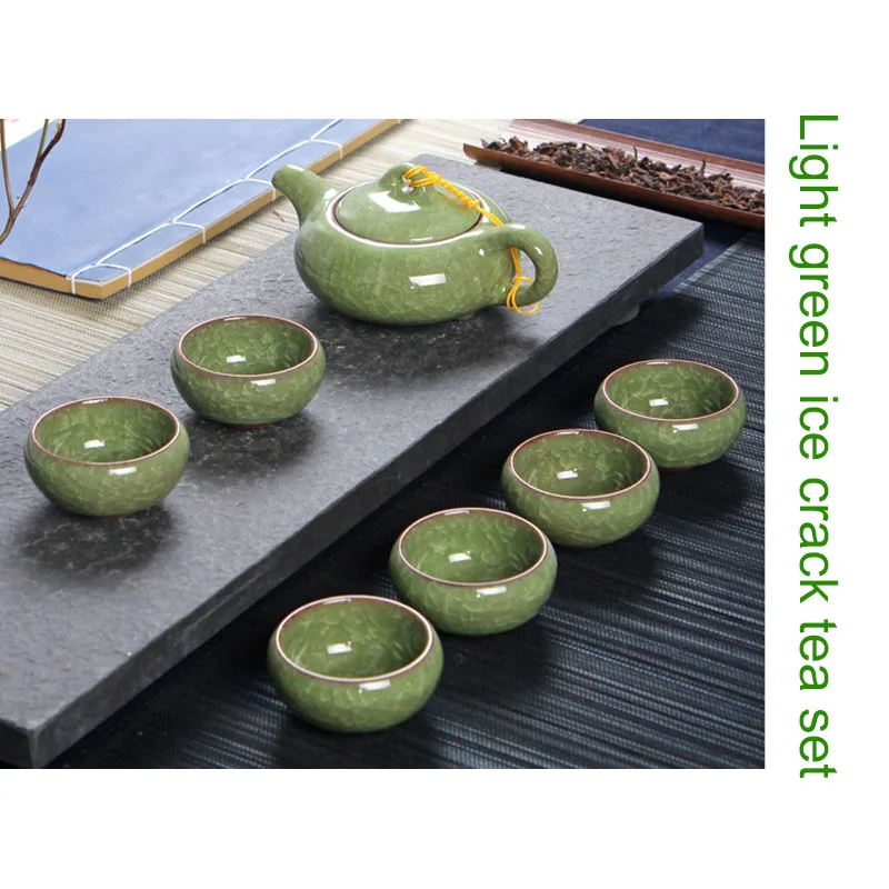 
7Pcs/Set 150ML Porcelain Tea Set Ceramic Chinese Kung Fu Teapot Handmade Ice Crack Glaze Teapot Set 7 Colors 