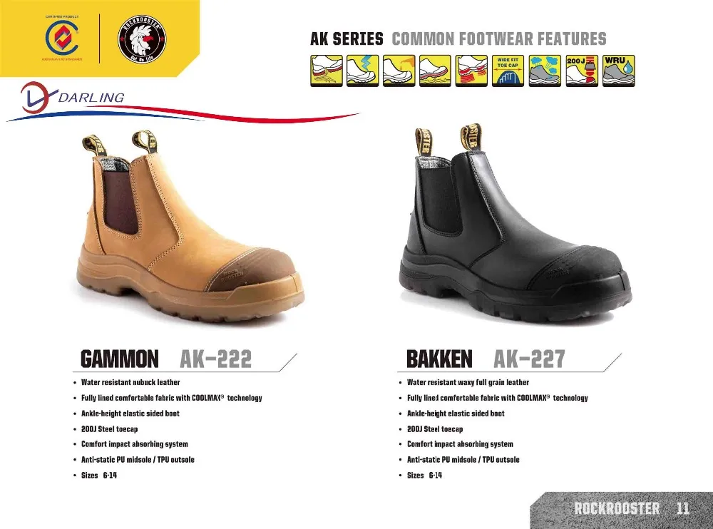 Src Australian Standard No Lace Work Boots Steel Toecap Industrial