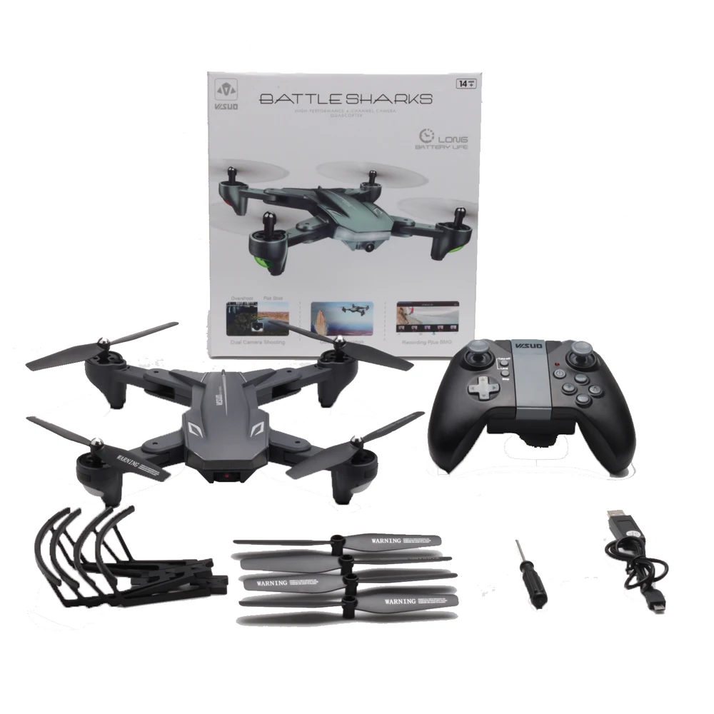 

2019 New Arrival Visuo XS816 Optical Flow Positioning Dual Camera RC Drone WIFI 2MP/0.3MP/4K Gesture Shooting VS SG700 XS809S, Black