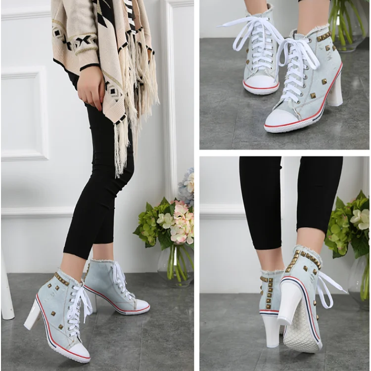 Popular Canvas High Heel Sports Running Sneakers For Women Buy High Heel Sports Shoes,High