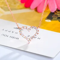 

S925 Sterling Silver Necklace Women Jewelry Heart Pendant CZ Zircon Diamond Silver Necklace Wholesale