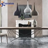 Natural solid wood desktop and creative iron frame dining table