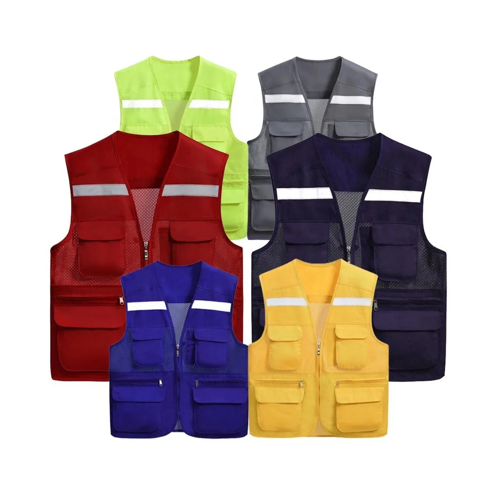 

Multi pockets outer Vest Waistcoat for Volunteer Promotion Climbing Fishing Team Cargo Vest, Blue, navy, red, yellow, grey, black, fluorence