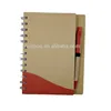 Logo printed cheap spiral recycled cardboard cover notebook with pen for promotion