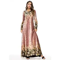 

Islamic Dress High Quality Plus Size Women Clothing Long Sleeve Printed Arabic Muslim Maxi Dresses YY10177