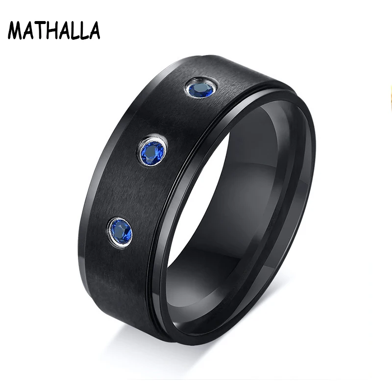 Bague Acier Inoxydable Homme/Femme - Design Rétro Avec Pierre Bleue - Taille 54 à 76
