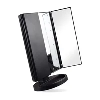 

Tri Fold Adjustable Led Lighted Travel Mirror 21 LEDs Touch Screen Make-up Mirror For Beauty Makeup