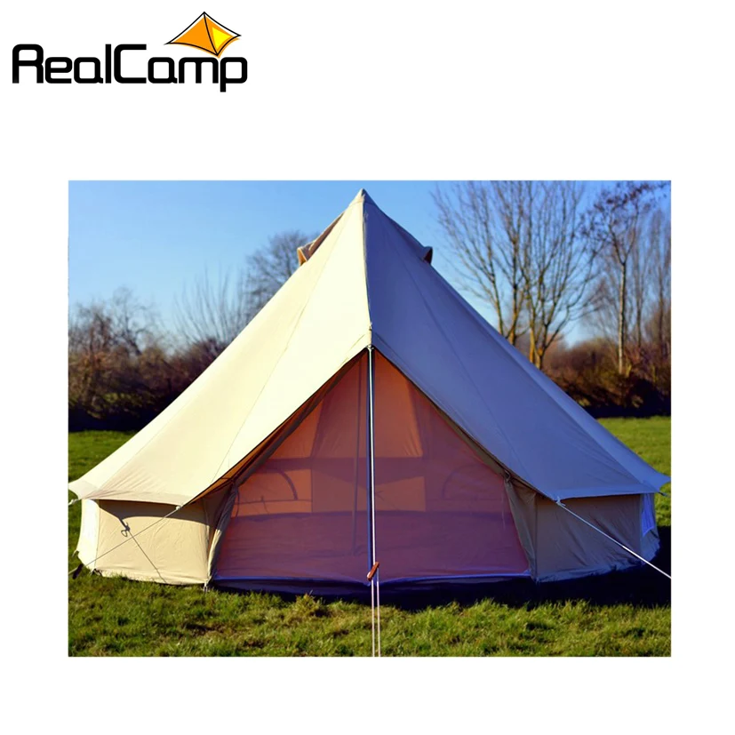 

2019 New Double layers bell tent Hot sale glamping canvas tent 5m