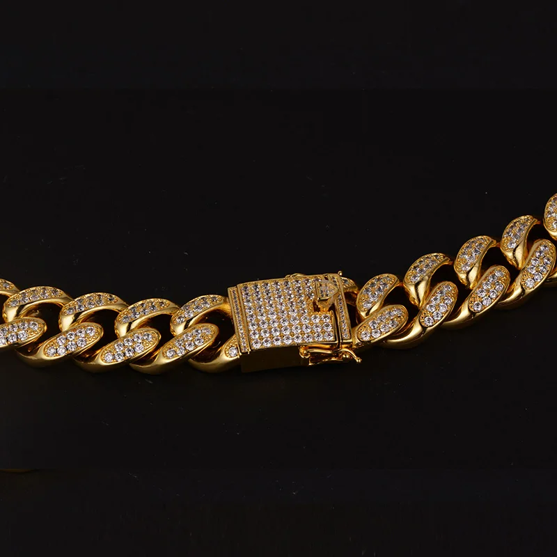 
Iced Out Diamond Cuban Link Choker Necklace New Gold Chain Design For Men 