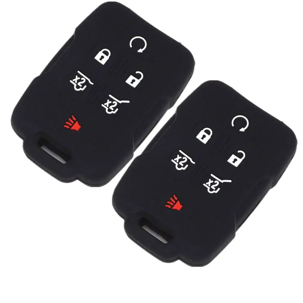 Black Leather 6 Buttons For Chevrolet GMC Cadillac Remote Key Chain Cover Fob