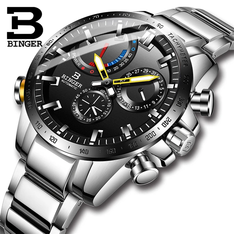 

Binger 10003 A Men Fashion Sport Mechanical Clock Mens Watches Top Brand Luxury Full Steel Business Watch Relogio Masculino