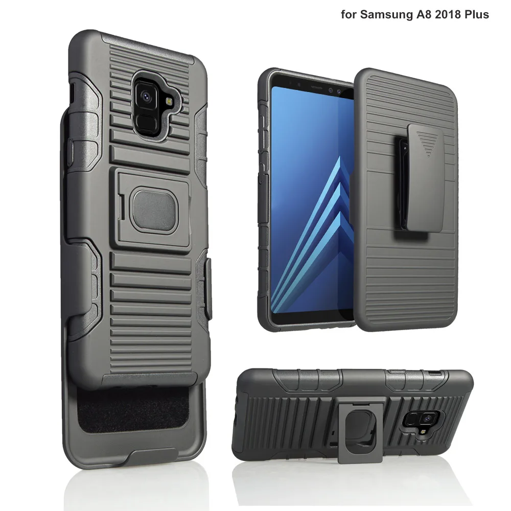 

Heavy duty armor hybrid shockproof case cover clip holster for samsung galaxy A7 A8 plus 2018