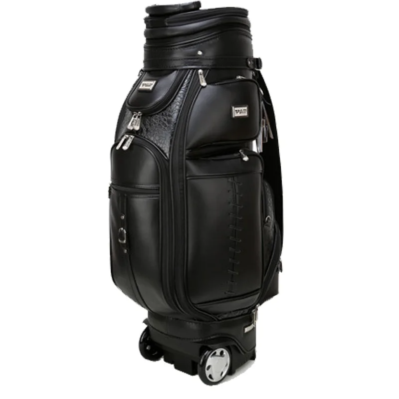 

customised golf bag with wheels and zippers