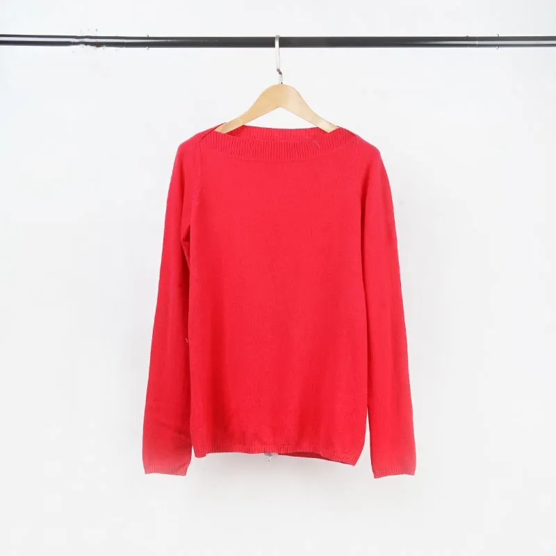 

Wool sweater for women red solid color