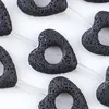 Natural Black Lava Rock Heart Donut Beads For Lava Jewellery