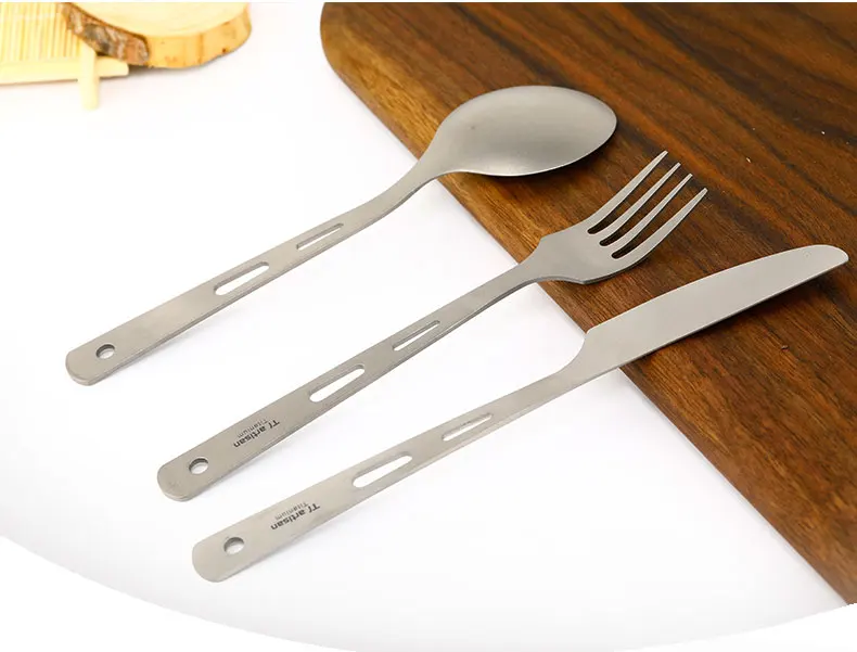 Fork And Spoon Travel Set Pure Titanium Knife Fork And Spoon 3 Pcs Set Outdoor Cutlery Set