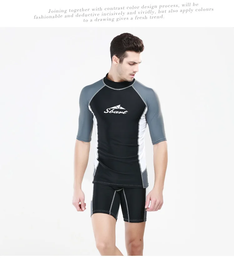 Sbart Men Lycra Short Sleeves Two Pieces Swimwear For Surfing - Buy ...