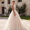 Elegant Tulle European Style Light Pink Wedding Dress