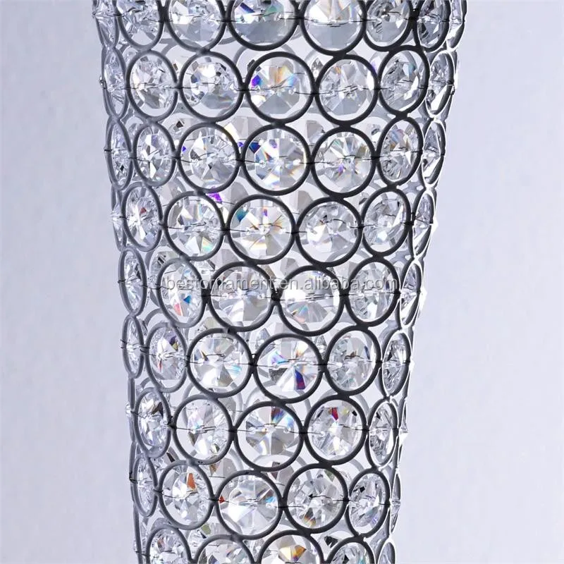 Elegant Tall Hurricane Beaded Crystal Vase For Wedding Centerpiece