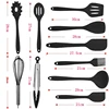 10pcs Cooking Utensils Silicone Stainless Steel Tongs, Whisk, Spoons, Spatulas, Ladle, Flexible Turner, Pasta Server, Brush