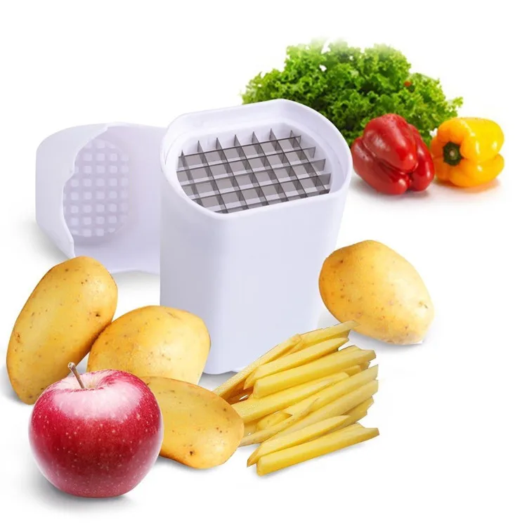 

Easy to use manual potato chips tools food dicer sweet potato chopper french fries cutter, White