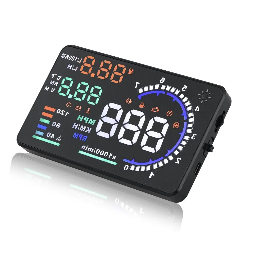 Car Windshield HUD,X5//X6 3inch OBD II OBD2 Multi-Function Vehicle-Mounted GPS Head Up Display Speedometer MPH//KMH Speed//Temp Warning Guage Dash Screen Projector X6