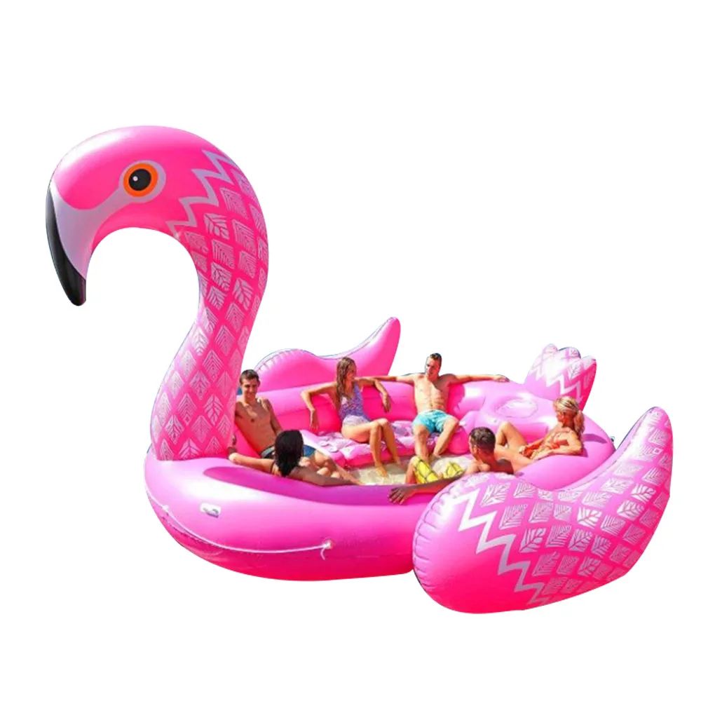 

6 Person Huge Lake Pink Party Raft large Inflatable Water Flamingo Pool Float Island for Water Party