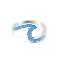 

Silver Plated Statement Wave Rings,Best Blue Opal Wave Ring Give The Girl The Best Gift