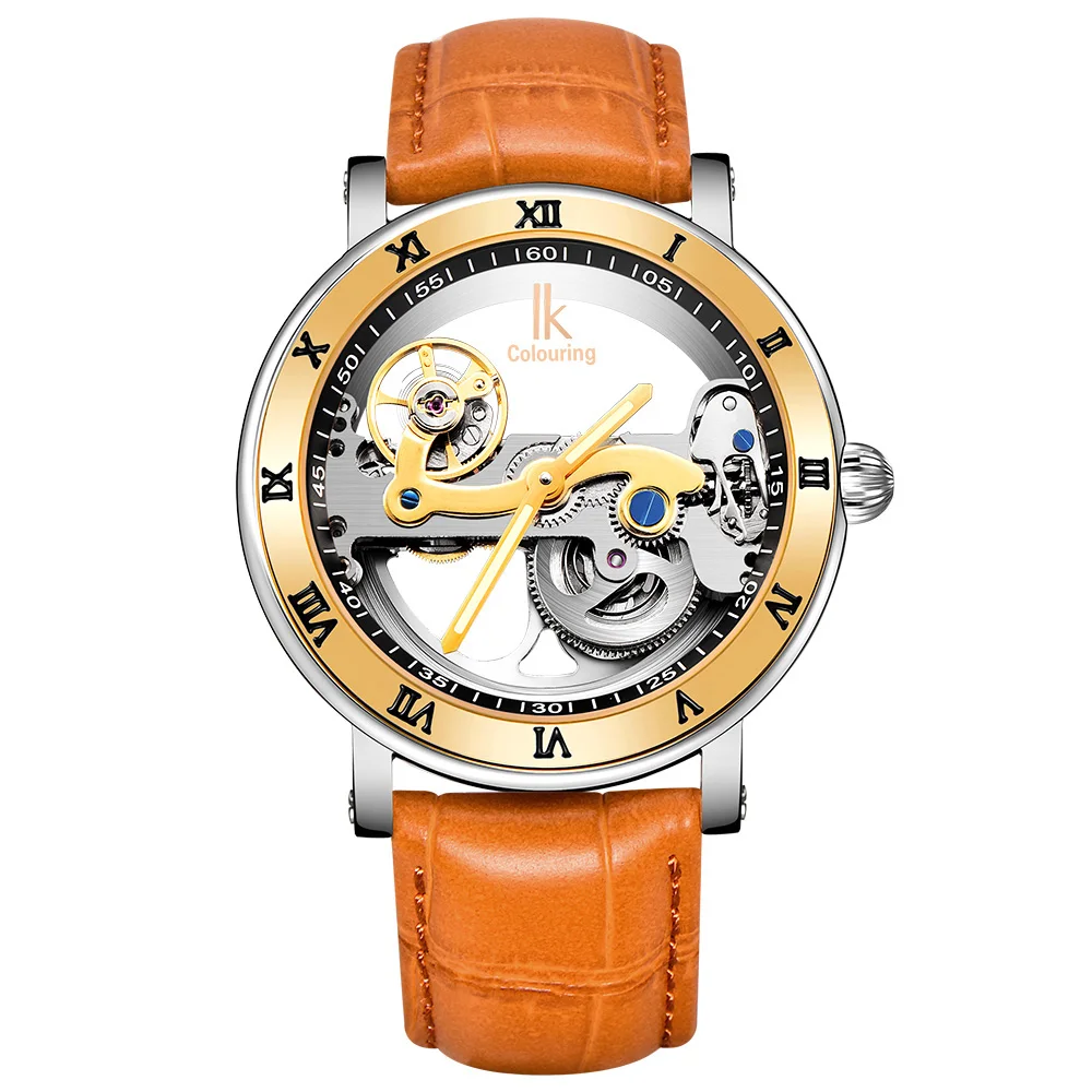 

China Top Brand High quality Factory watch IK Colouring Mens Leather Strap Automatic Mechanical Tourbillon Male Wrist Watch, Any color are available