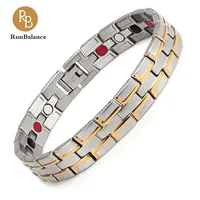 

RunBalance 1 Day Delivery 316L Stainless Steel Power Cuff Bracelet Men Gold Jewelry Wholesale
