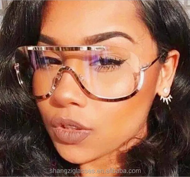 

latest fashion personality goggle glasses oversized vintage women half frame sunglasses