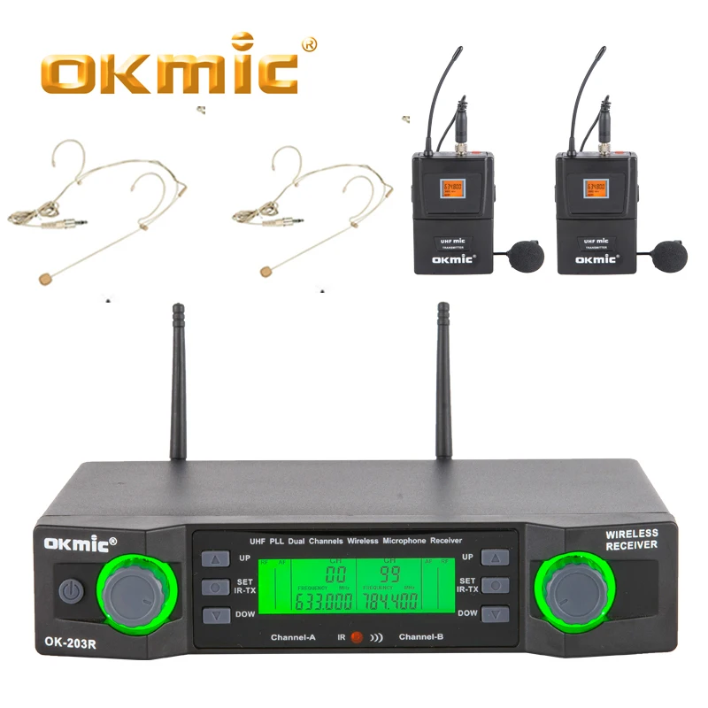 

Professional high quality UHF Karaoke System Wireless headset Microphone, Black