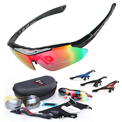 

UV Sunglasses for Man Women Outdoor Sports Cool with 5 Interchangeable Lens for Bicycling, Fishing