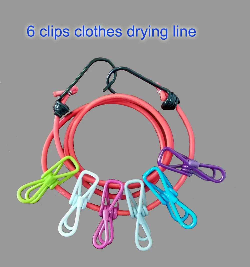 6 Clips1.8m Travel Portable Clothesline Clothes Drying Line Hanger