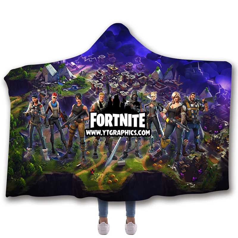 

New Hot Sale 3D Digital Printing Cloak Winter Arctic Velvet Thicken Thermal Fortnite Battle Royal Blanket, N/a