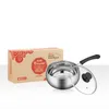 Wholesale Single Bottom Cooking Pot 0.4mm Thick 16cm/18cm Soup Pot Single Handle Milk Pot Stainless Steel