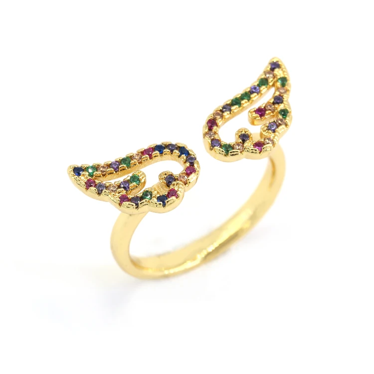 

Multi-colored  Angel Wings Ring, Gold;silver;rose gold;black