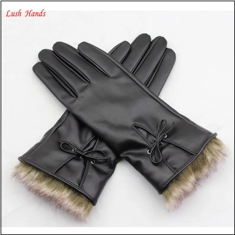 ladies PU working leather gloves women winter