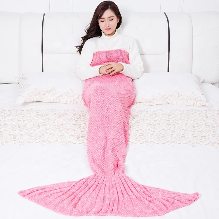 

Manufacturer's Spot Woolen Knitted Mermaid Tail Blanket Crochet Blanket, Solid