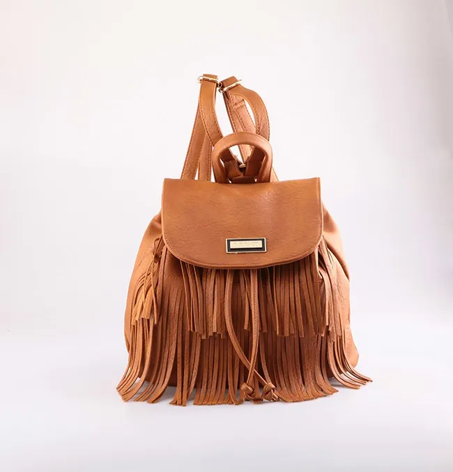 4762-Best selling original design popular tassel women PU backpack factory