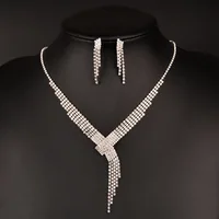 

European wholesale crystal necklace and earring bride jewelry set